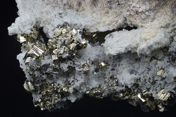 Pyrite on Quartz, Calcite
