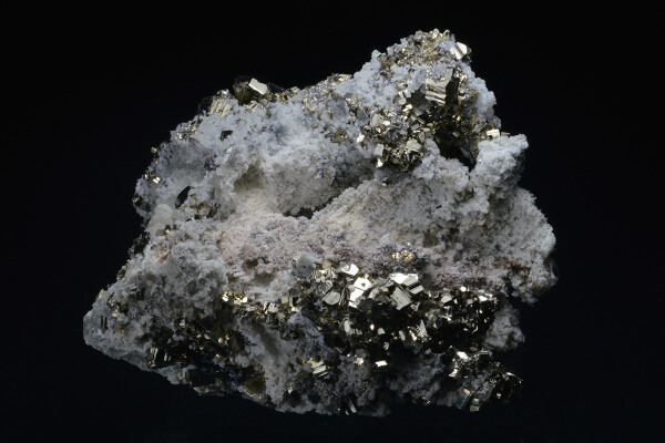 Pyrite on Quartz, Calcite