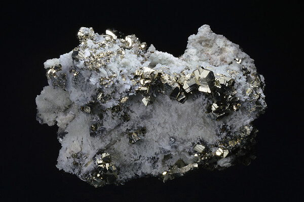 Pyrite on Quartz, Calcite