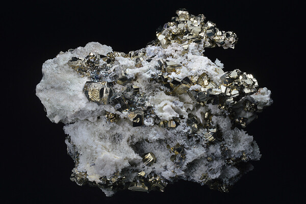 Pyrite on Quartz, Calcite
