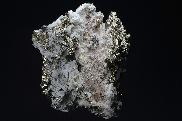 Pyrite on Quartz, Calcite