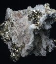 Pyrite on Quartz, Calcite