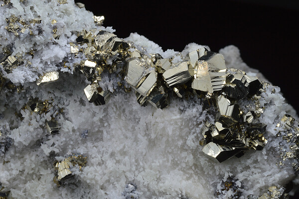 Pyrite on Quartz, Calcite