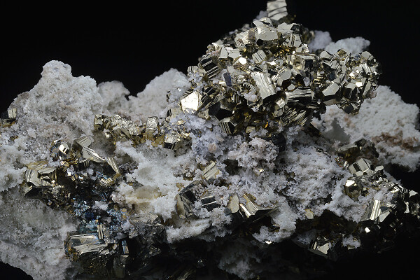 Pyrite on Quartz, Calcite