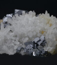 Truncated Galena on Quartz, Pyrite