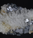 Truncated Galena on Quartz, Pyrite