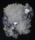 Truncated Galena on Quartz, Pyrite