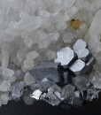 Truncated Galena on Quartz, Pyrite