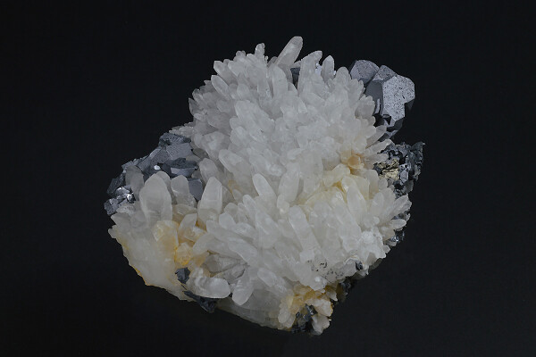Truncated Galena on Quartz, Pyrite