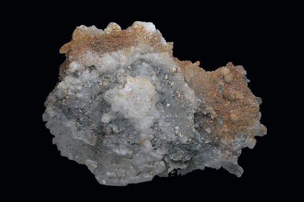 Quartz, Calcite, Pyrite, Rhodochrosite
