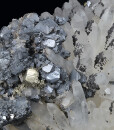 Quartz, gem Sphalerite var.Cleiopohane, Galena, Chalcopyrite, Siderite