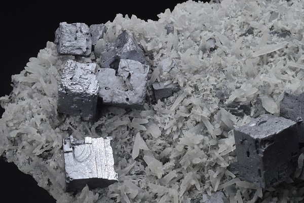 Galena on Quartz, Sphalerite