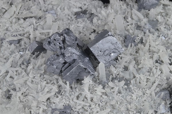Galena on Quartz, Sphalerite