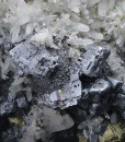 Skeletal Galena on Quartz, Chalcopyrite, Sphalerite